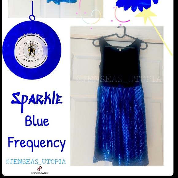SPARKLE BLUE SEQUENCE DRESS - Picture 1 of 2